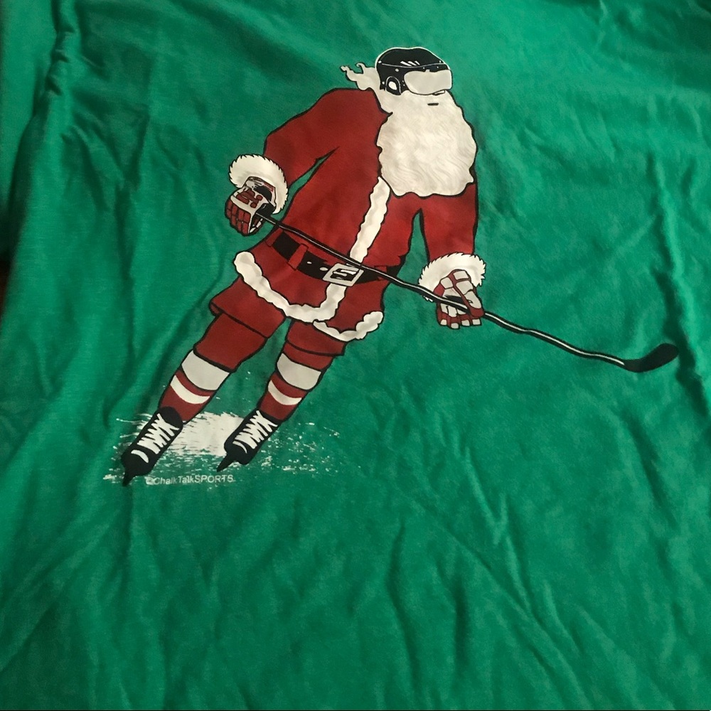 Santa playing hockey